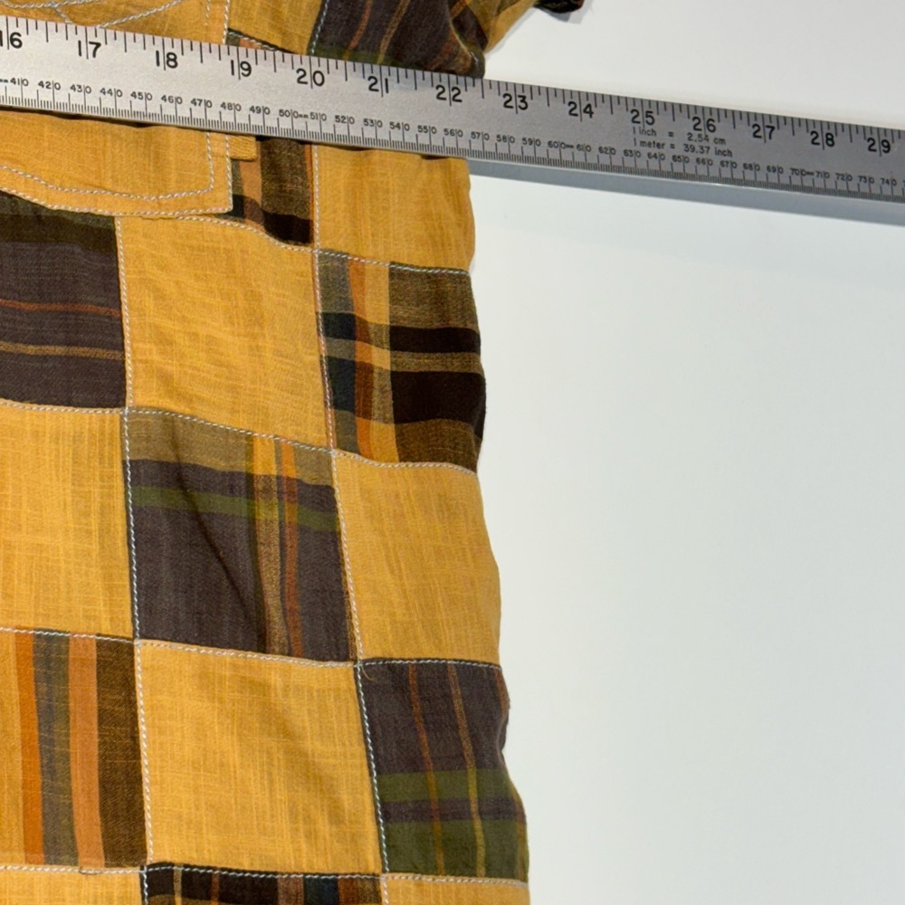 Free People Charleston Madras Check Mustard Plaid Button-Up Shirt Size XS - Picture 11 of 11